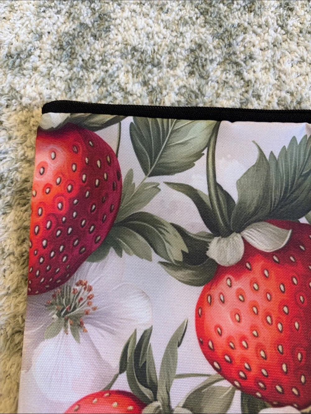 Strawberry Garden Floral Cosmetic Travel Bag Zip Pouch NWT 9x7.25”